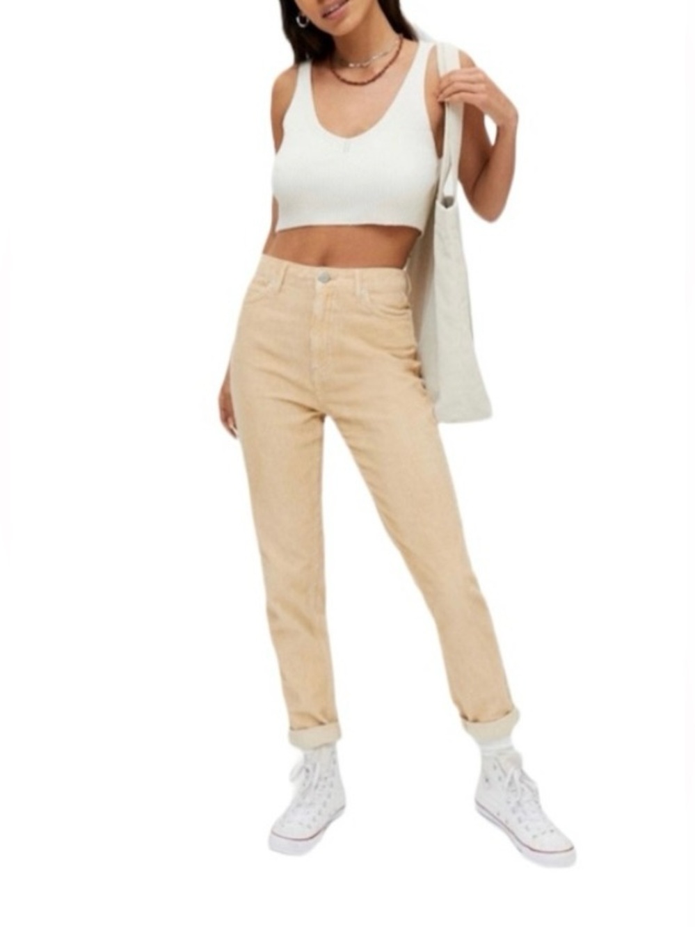 BDG Cream Corduroy Mom High Rise Jeans - Size 29